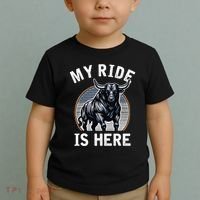 Bull Riding My Ride Is Here Western Cowboy Ranch Rodeo Toddler T-Shirt thumb 2