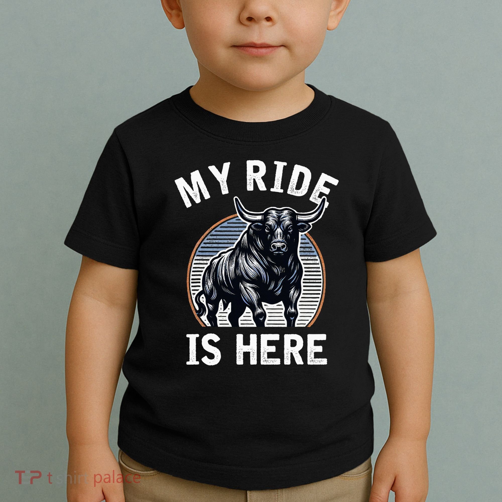Bull Riding My Ride Is Here Western Cowboy Ranch Rodeo Toddler T-Shirt