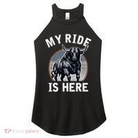 Bull Riding My Ride Is Here Western Cowboy Ranch Rodeo Women's Perfect Tri Rocker Tank thumb 0