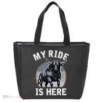 Bull Riding My Ride Is Here Western Cowboy Ranch Rodeo Tote Bag thumb 0