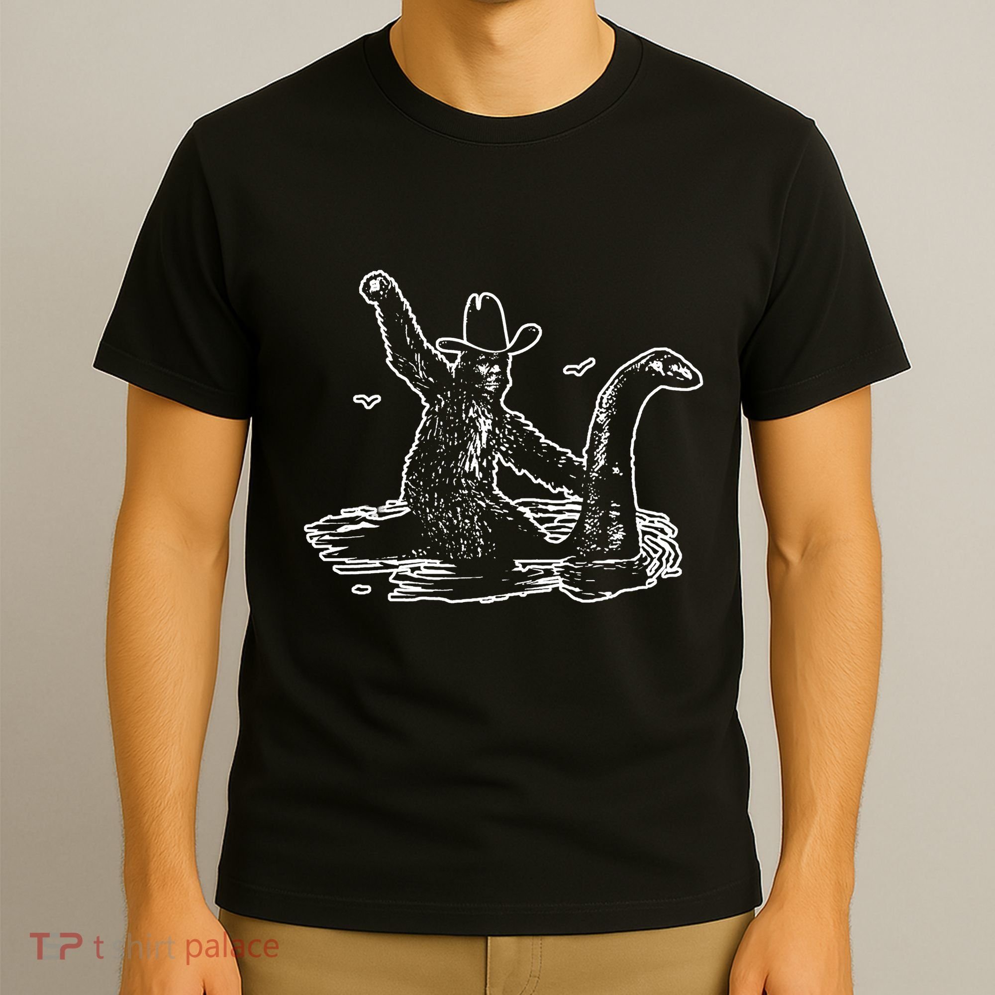 Bigfoot Riding Nessie T-Shirt