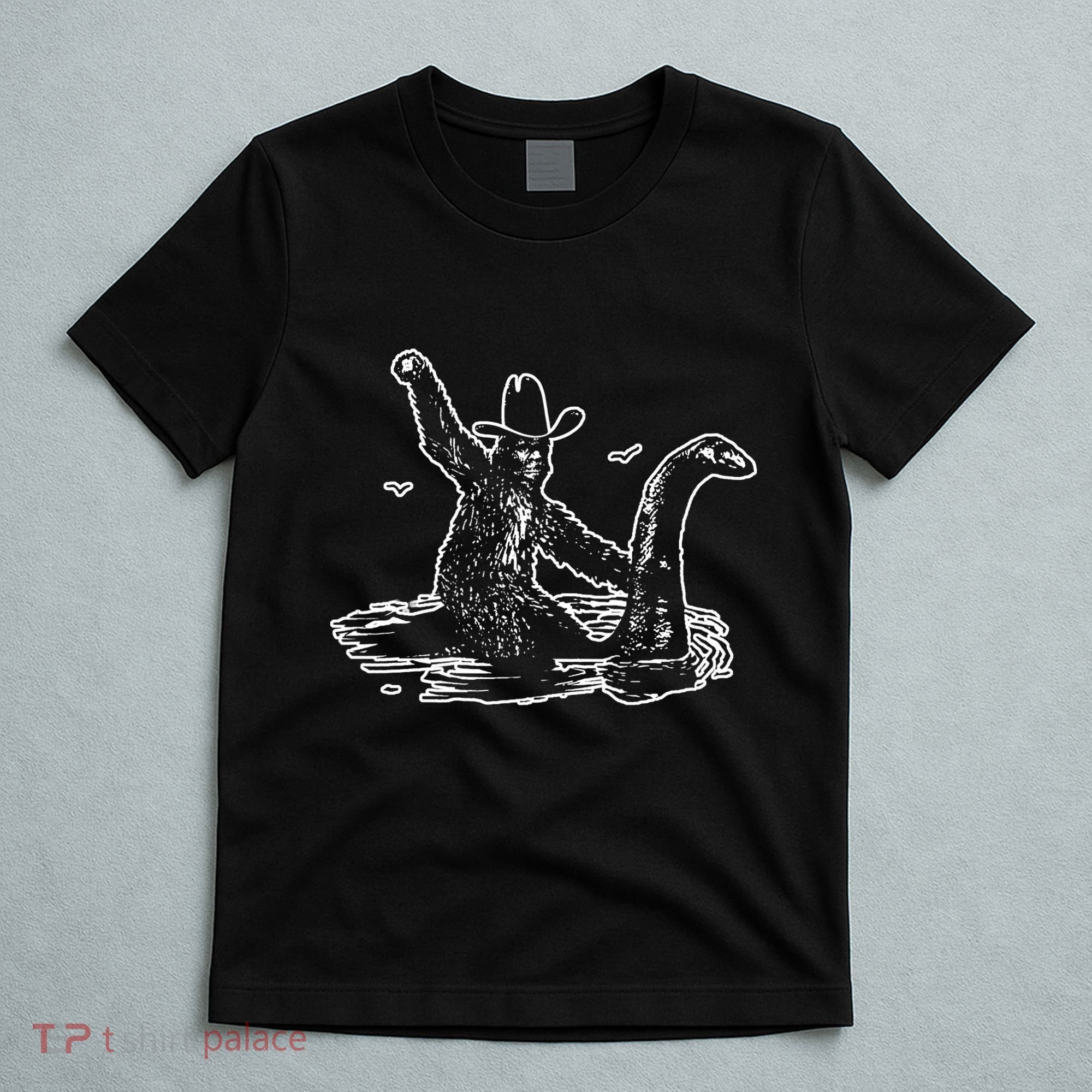Bigfoot Riding Nessie T-Shirt