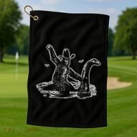 Bigfoot Riding Nessie Golf Towel thumb 1