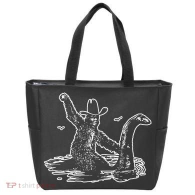 Bigfoot Riding Nessie Tote Bag