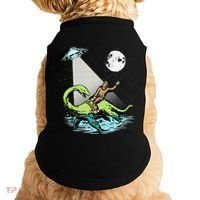 Bigfoot Riding Nessie & UFO Aliens At Night Funny Retro Doggie Tank thumb 0