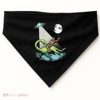 Bigfoot Riding Nessie & UFO Aliens At Night Funny Retro USA-Made Doggie Bandana thumb 0