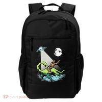 Bigfoot Riding Nessie & UFO Aliens At Night Funny Retro Backpack thumb 0