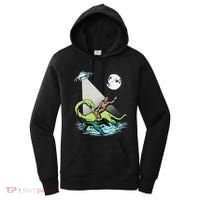 Bigfoot Riding Nessie & UFO Aliens At Night Funny Retro Women's Hoodie thumb 0