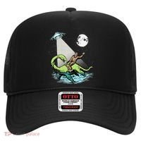 Bigfoot Riding Nessie & UFO Aliens At Night Funny Retro Hat thumb 0