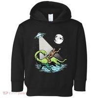 Bigfoot Riding Nessie & UFO Aliens At Night Funny Retro Toddler Hoodie thumb 0