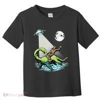 Bigfoot Riding Nessie & UFO Aliens At Night Funny Retro Toddler T-Shirt thumb 0