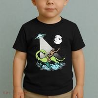 Bigfoot Riding Nessie & UFO Aliens At Night Funny Retro Toddler T-Shirt thumb 2