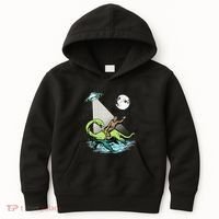 Bigfoot Riding Nessie & UFO Aliens At Night Funny Retro Kids Hoodie thumb 0