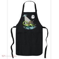 Bigfoot Riding Nessie & Ufo Aliens At Night Funny Retro Apron thumb 0