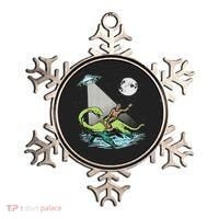 Bigfoot Riding Nessie & Ufo Aliens At Night Funny Retro Ornament thumb 0