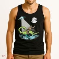 Bigfoot Riding Nessie & Ufo Aliens At Night Funny Retro Tank Top thumb 3