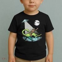 Bigfoot Riding Nessie & Ufo Aliens At Night Funny Retro Toddler T-Shirt thumb 2
