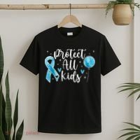 Blue Ribbon No For Child Abuse Excuse Prevention Month April T-Shirt thumb 2