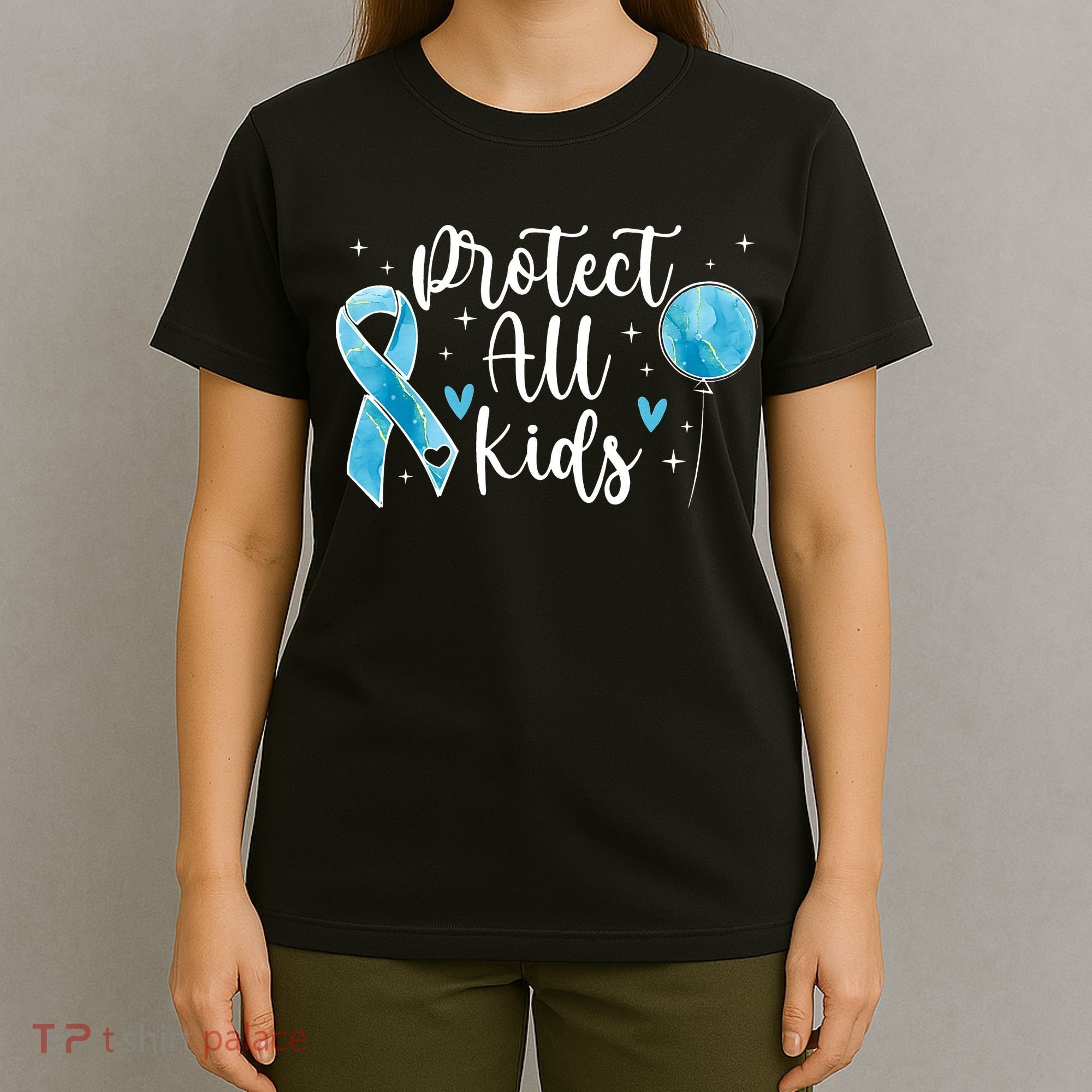Blue Ribbon No For Child Abuse Excuse Prevention Month April T-Shirt