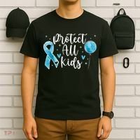 Blue Ribbon No For Child Abuse Excuse Prevention Month April T-Shirt thumb 6
