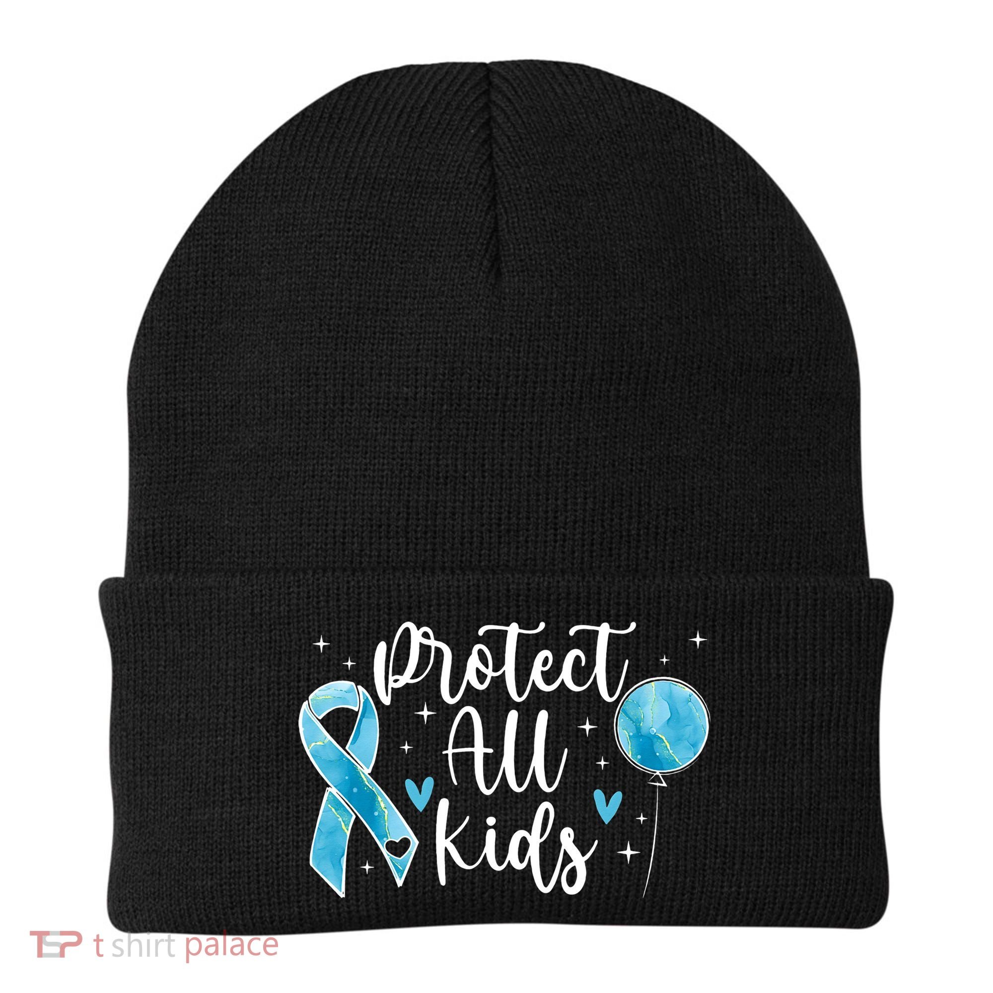 Blue Ribbon No For Child Abuse Excuse Prevention Month April Beanie