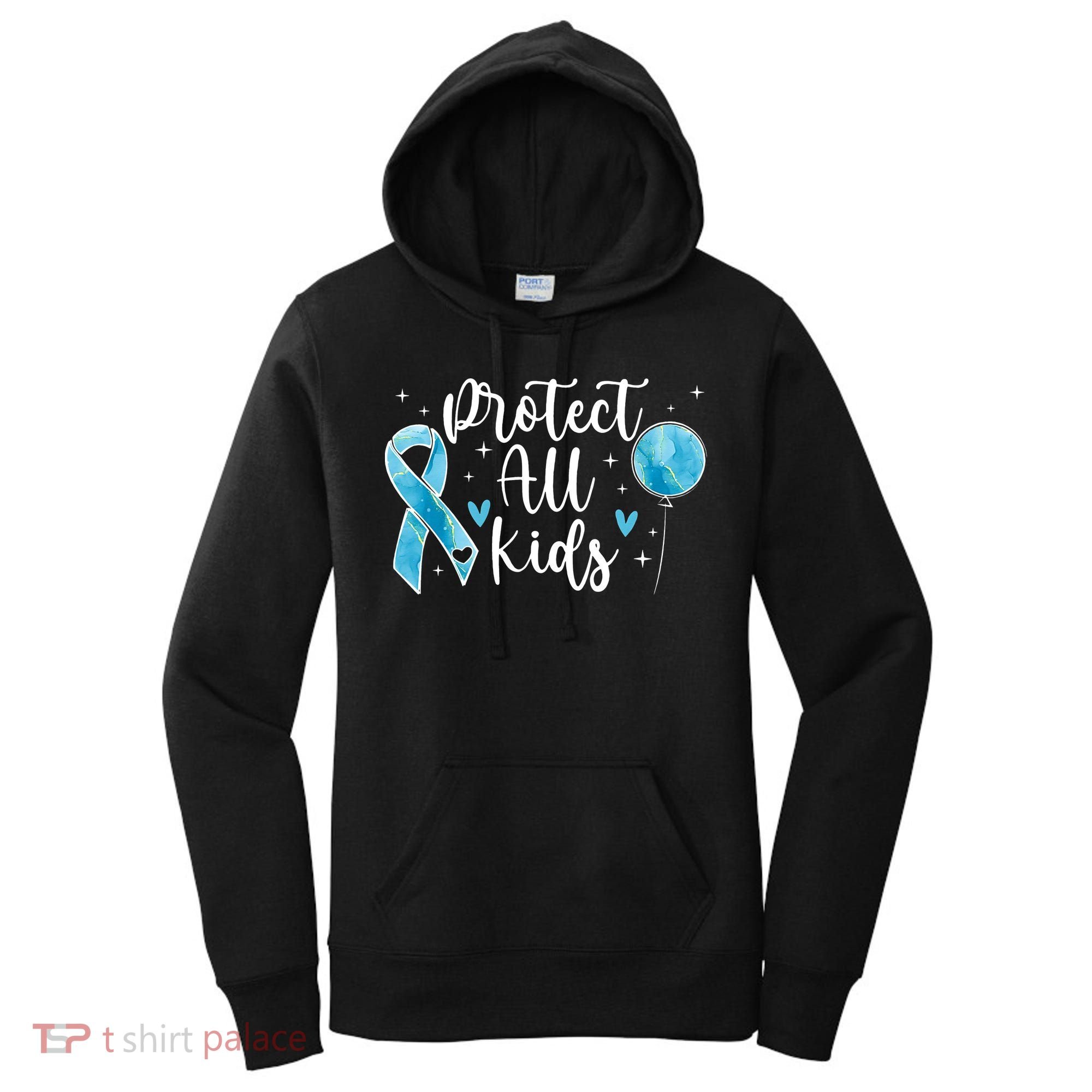 Blue Ribbon No For Child Abuse Excuse Prevention Month April Women's Hoodie