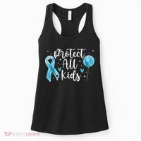 Blue Ribbon No For Child Abuse Excuse Prevention Month April Women's Tank Top thumb 0