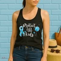 Blue Ribbon No For Child Abuse Excuse Prevention Month April Women's Tank Top thumb 2