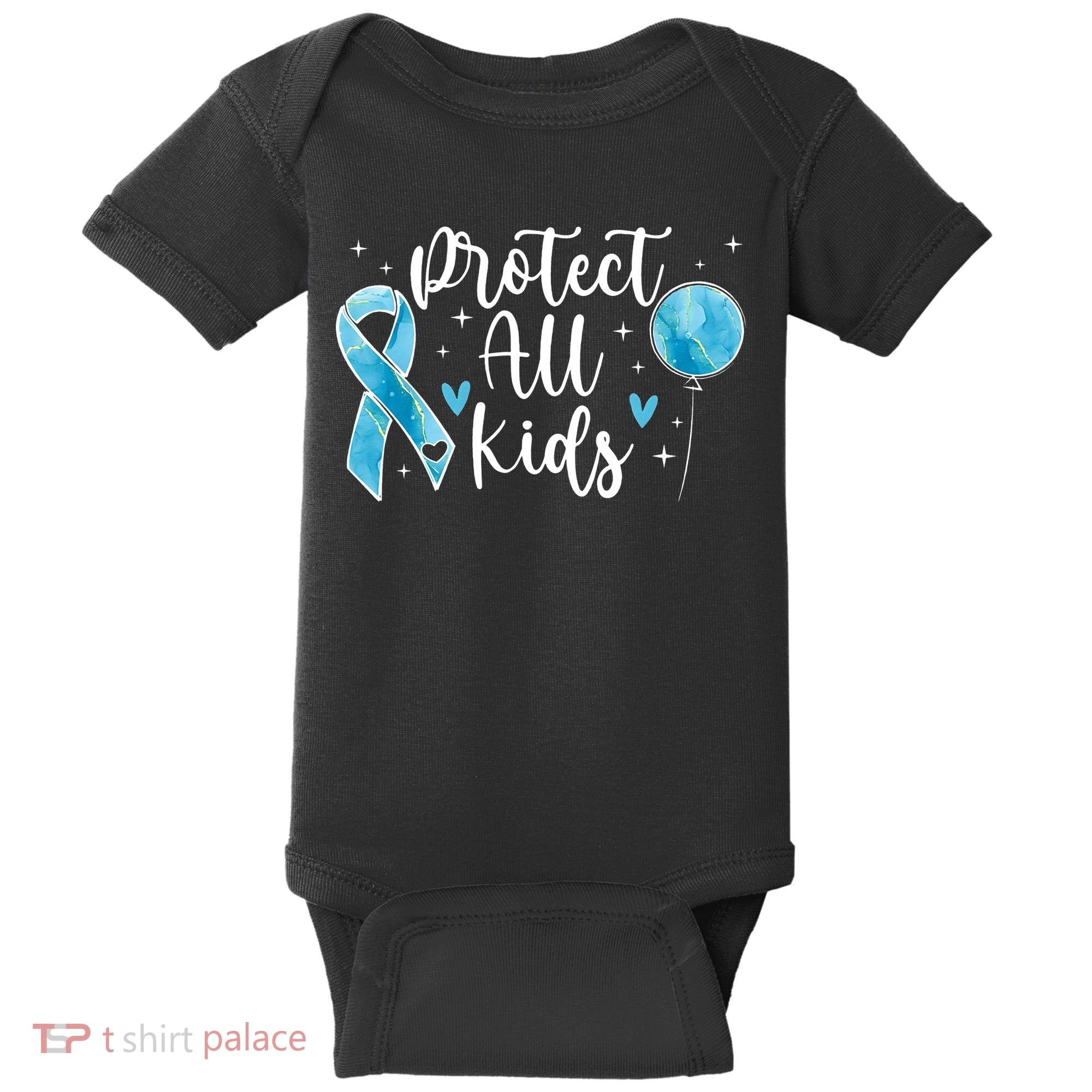 Blue Ribbon No For Child Abuse Excuse Prevention Month April Baby Bodysuit
