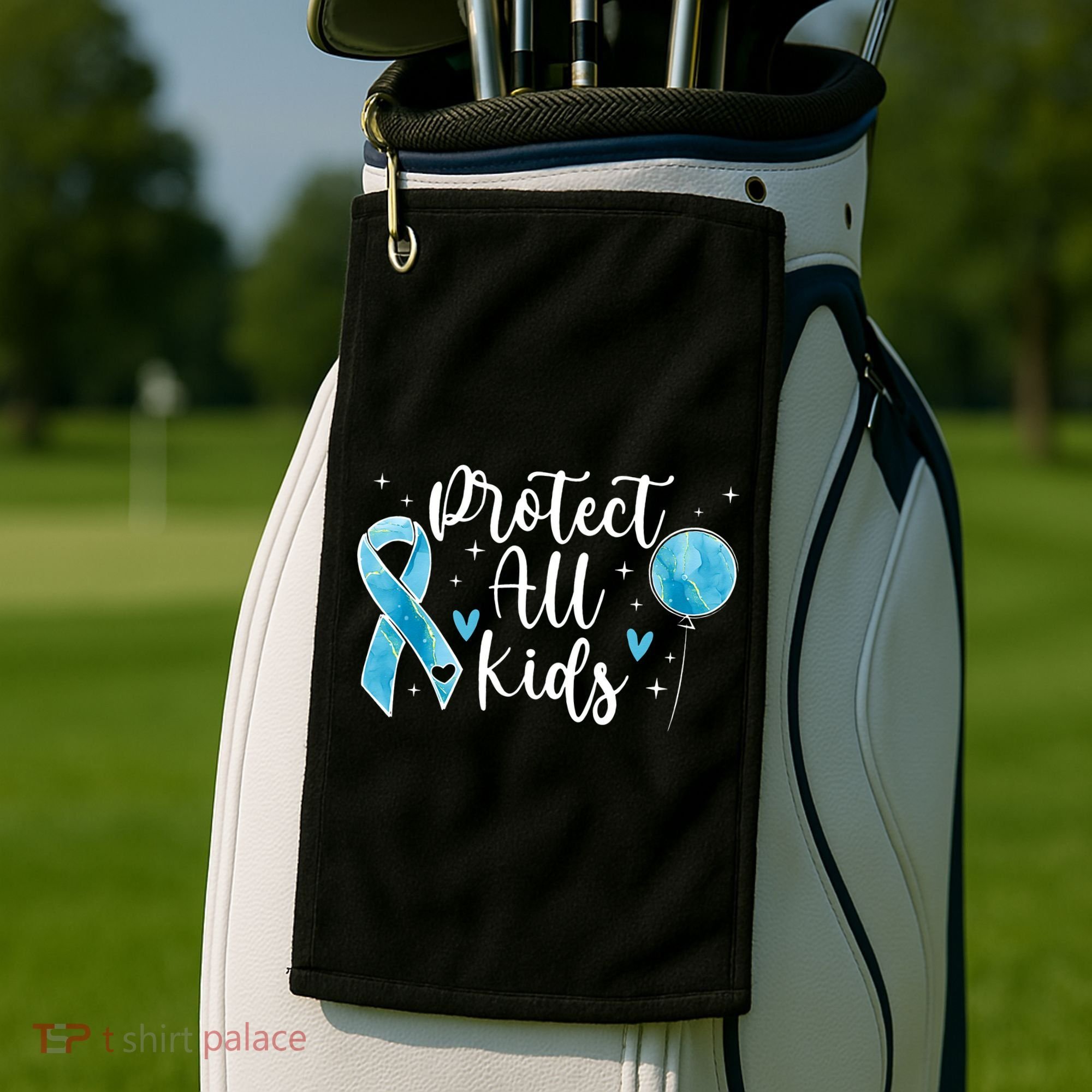 Blue Ribbon No For Child Abuse Excuse Prevention Month April Golf Towel