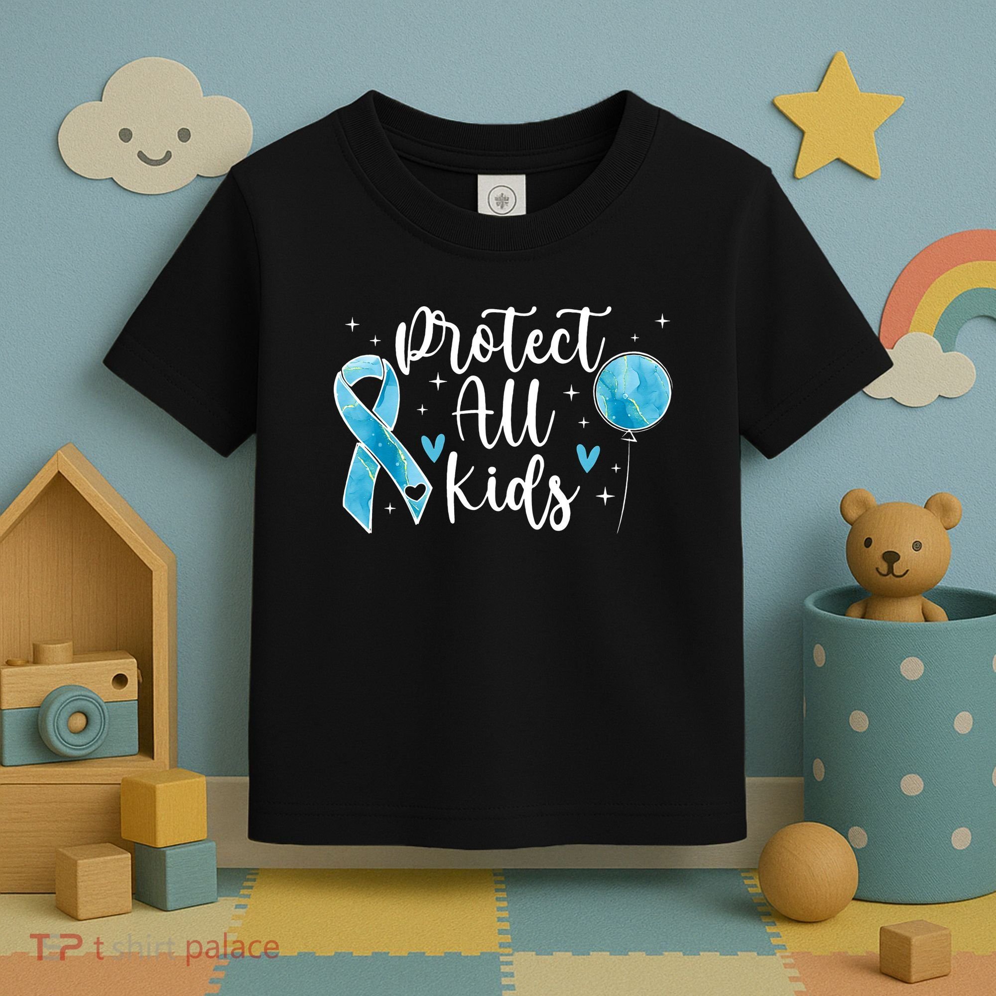 Blue Ribbon No For Child Abuse Excuse Prevention Month April Toddler T-Shirt