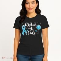 Blue Ribbon No For Child Abuse Excuse Prevention Month April Women's T-Shirt thumb 4