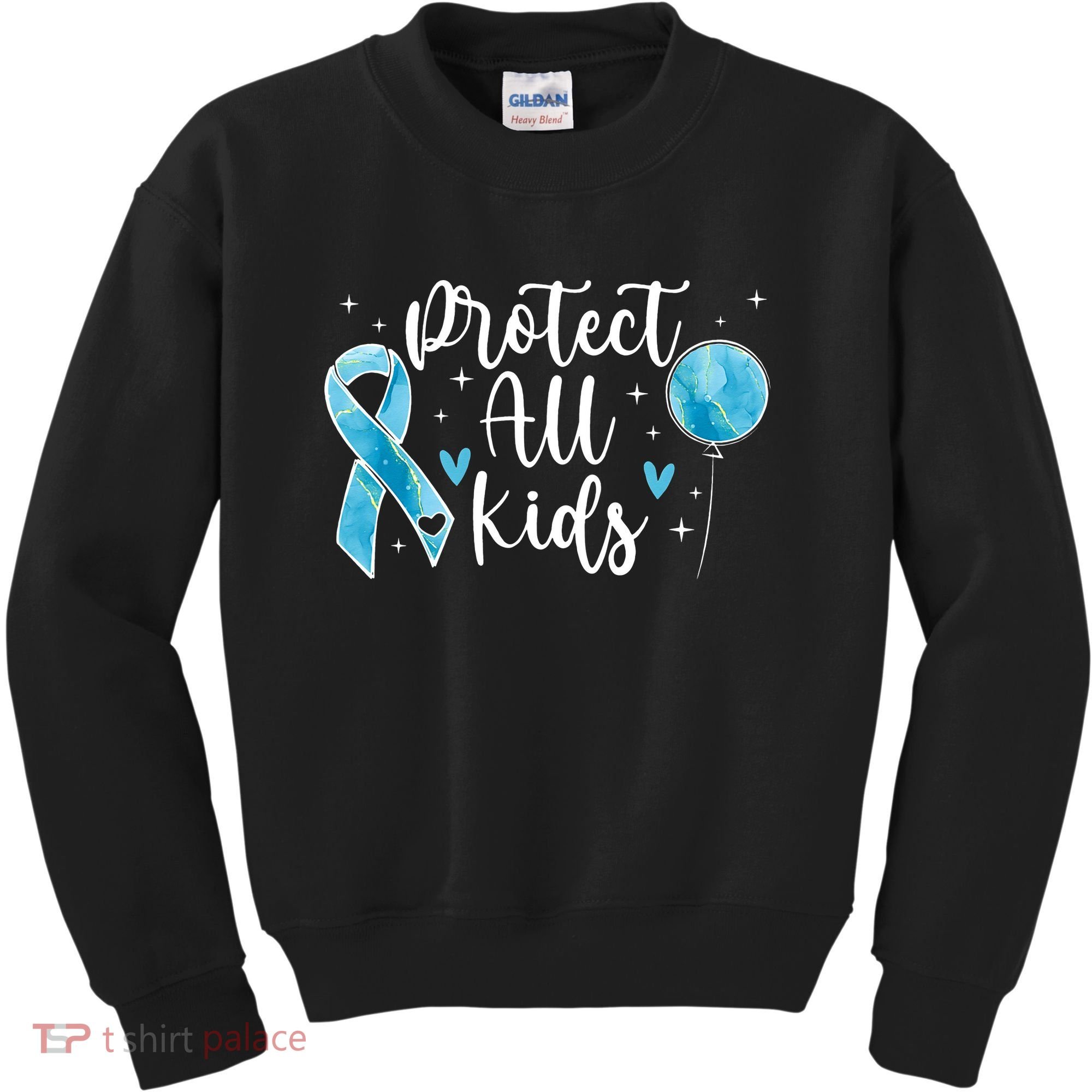 Blue Ribbon No For Child Abuse Excuse Prevention Month April Kids Sweatshirt