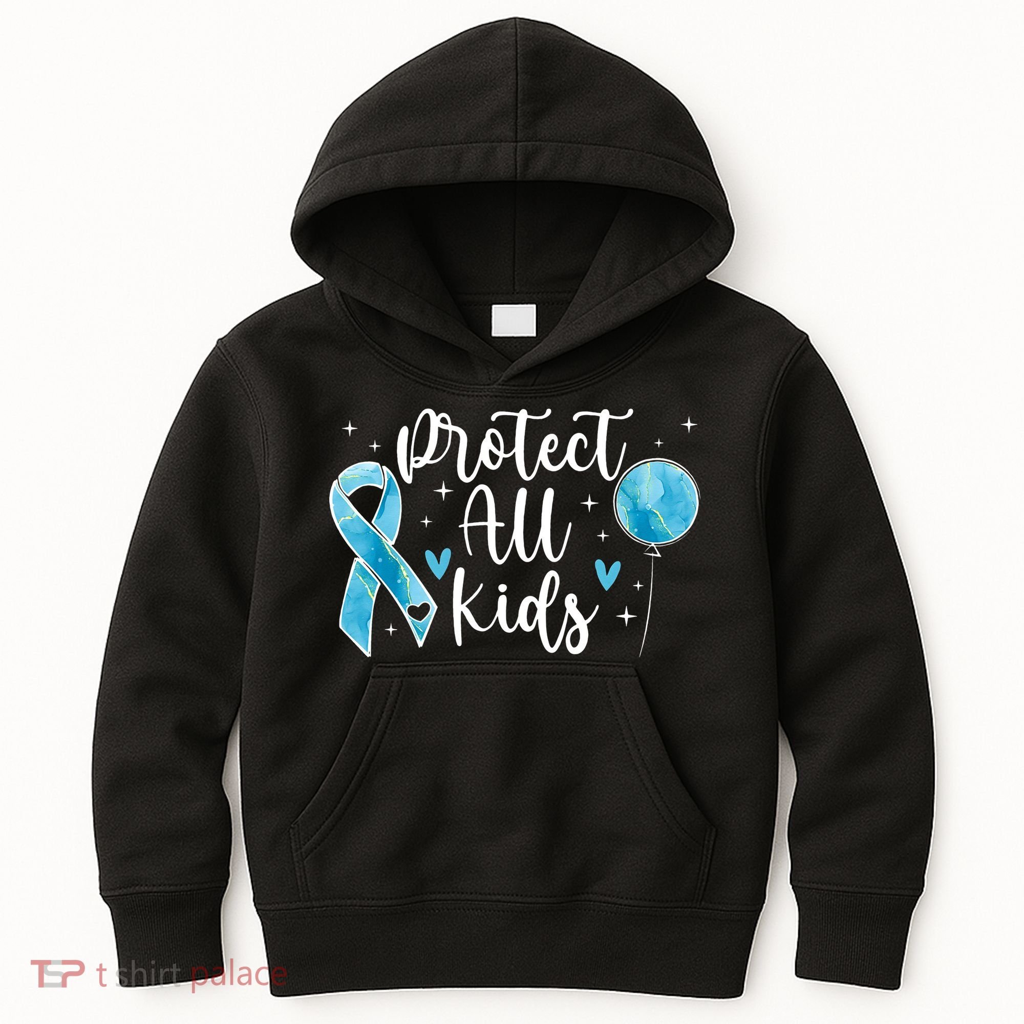 Blue Ribbon No For Child Abuse Excuse Prevention Month April Kids Hoodie