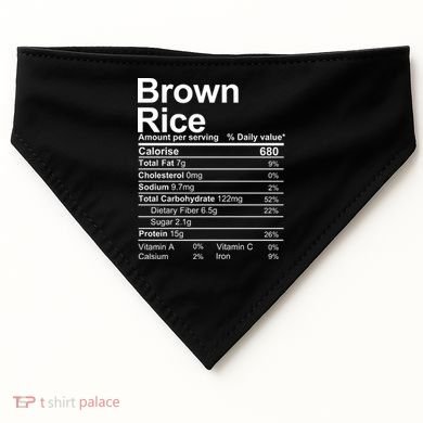 Brown Rice Nutrition Facts Label USA-Made Doggie Bandana