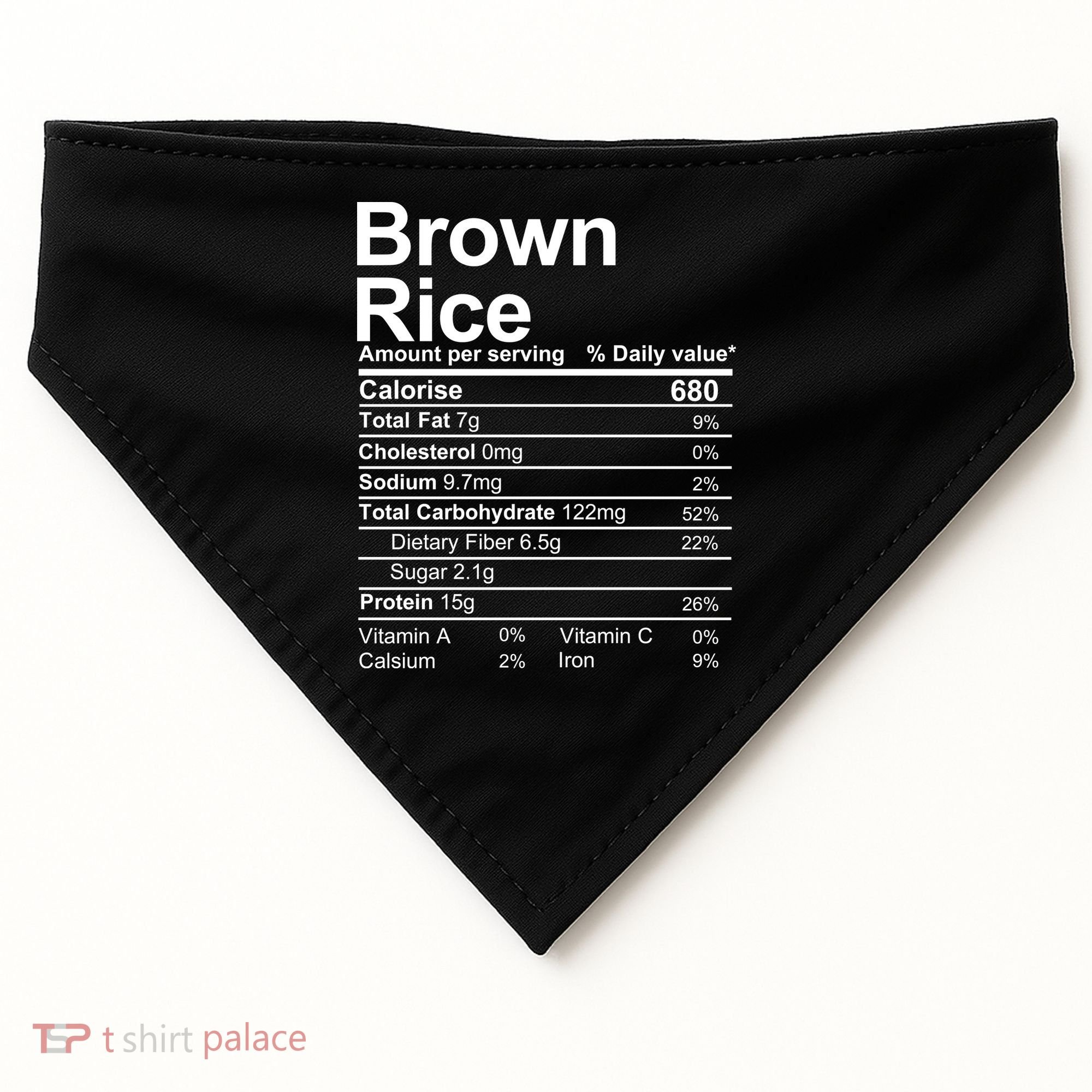 Brown Rice Nutrition Facts Label USA-Made Doggie Bandana