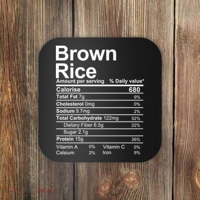 Brown Rice Nutrition Facts Label Coaster