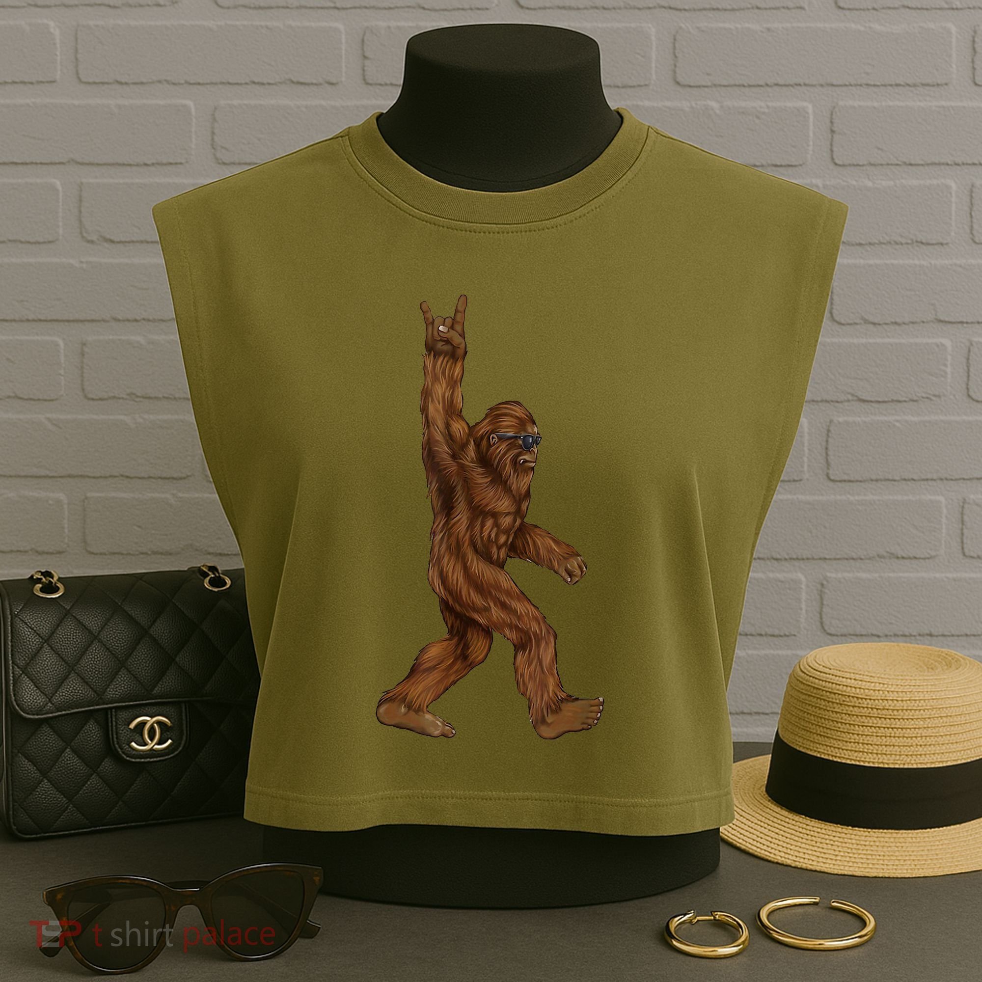 Bigfoot Rock On Garment-Dyed Women's Muscle Tee