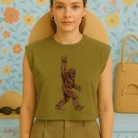 Bigfoot Rock On Garment-Dyed Women's Muscle Tee thumb 4