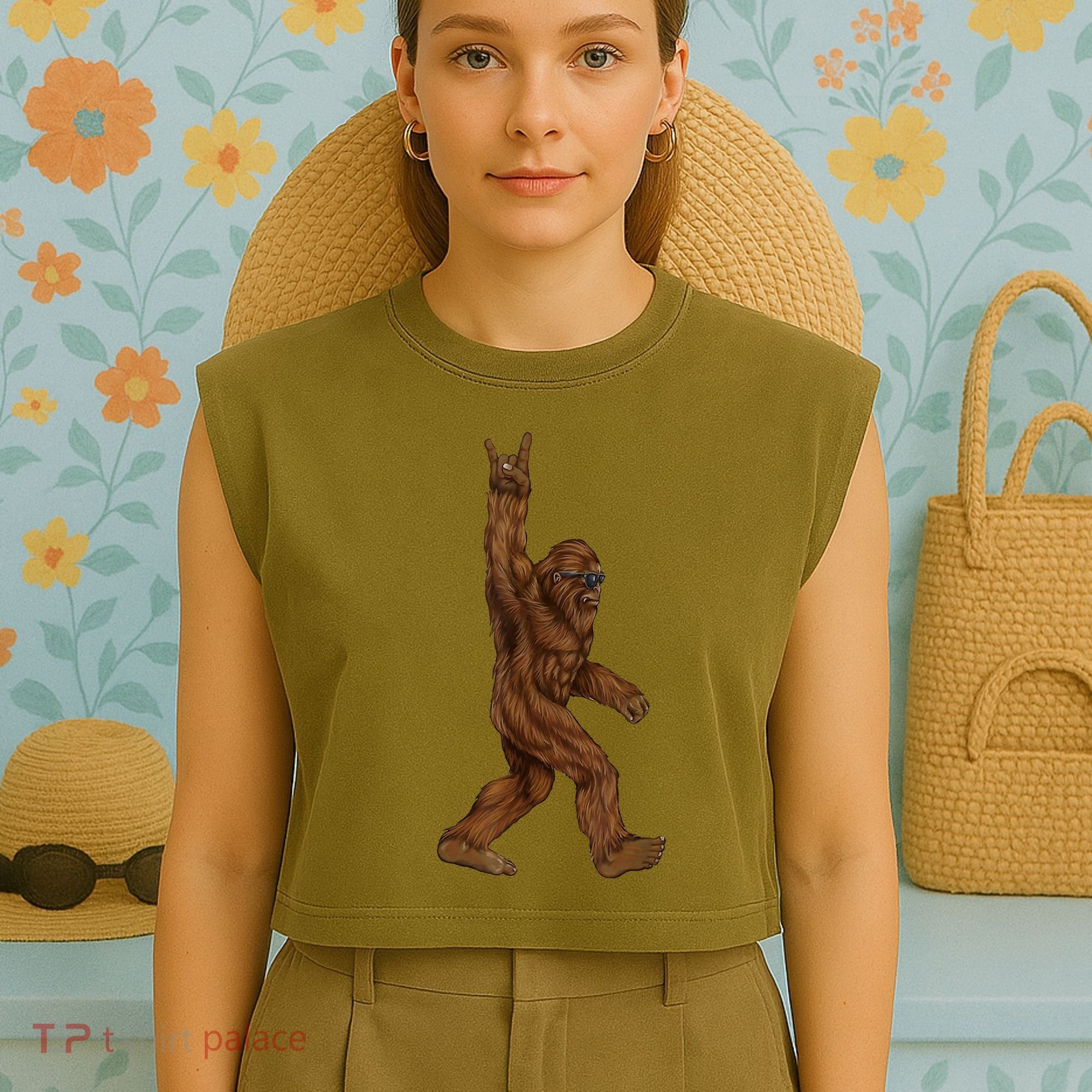 Bigfoot Rock On Garment-Dyed Women's Muscle Tee