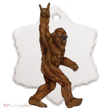 Bigfoot Rock On Ceramic Ornament