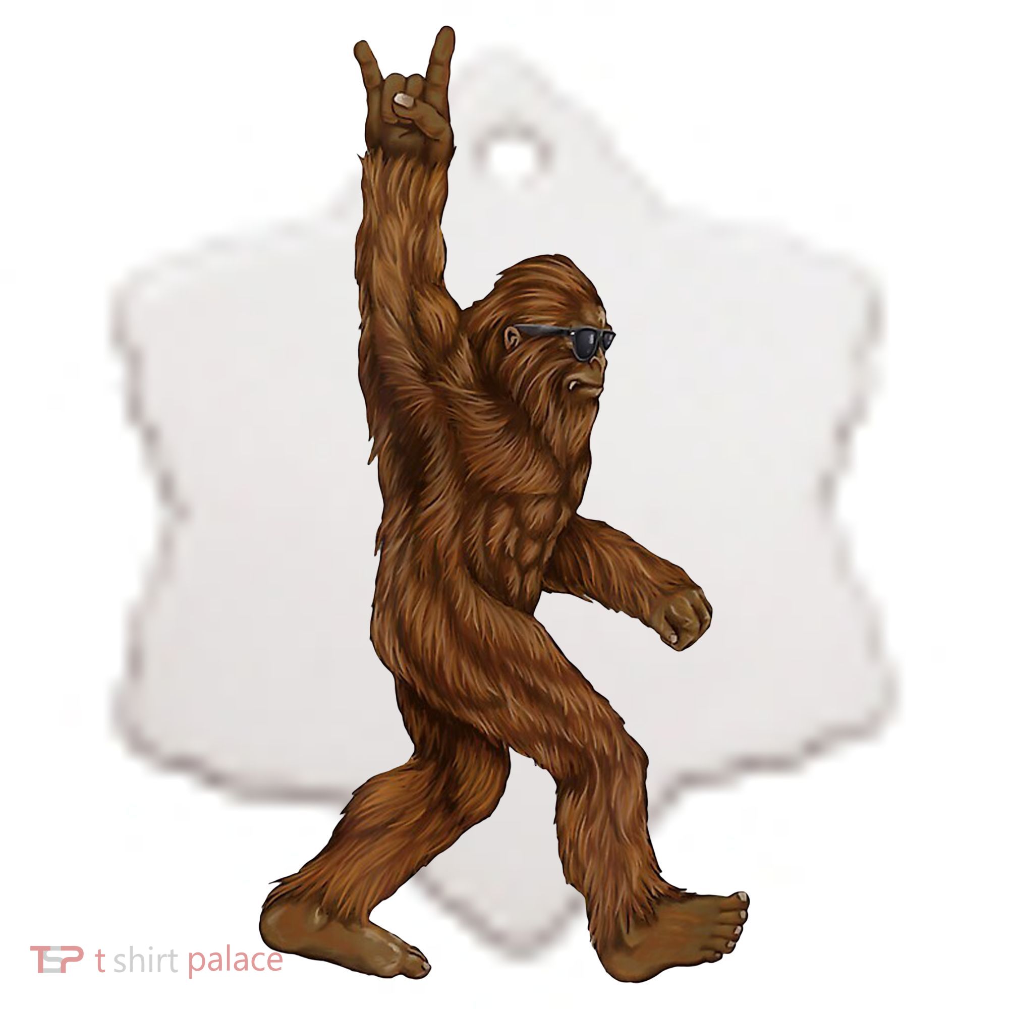 Bigfoot Rock On Ceramic Ornament
