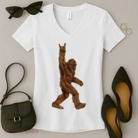 Bigfoot Rock On Women's V-Neck T-Shirt thumb 2