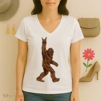 Bigfoot Rock On Women's V-Neck T-Shirt thumb 3