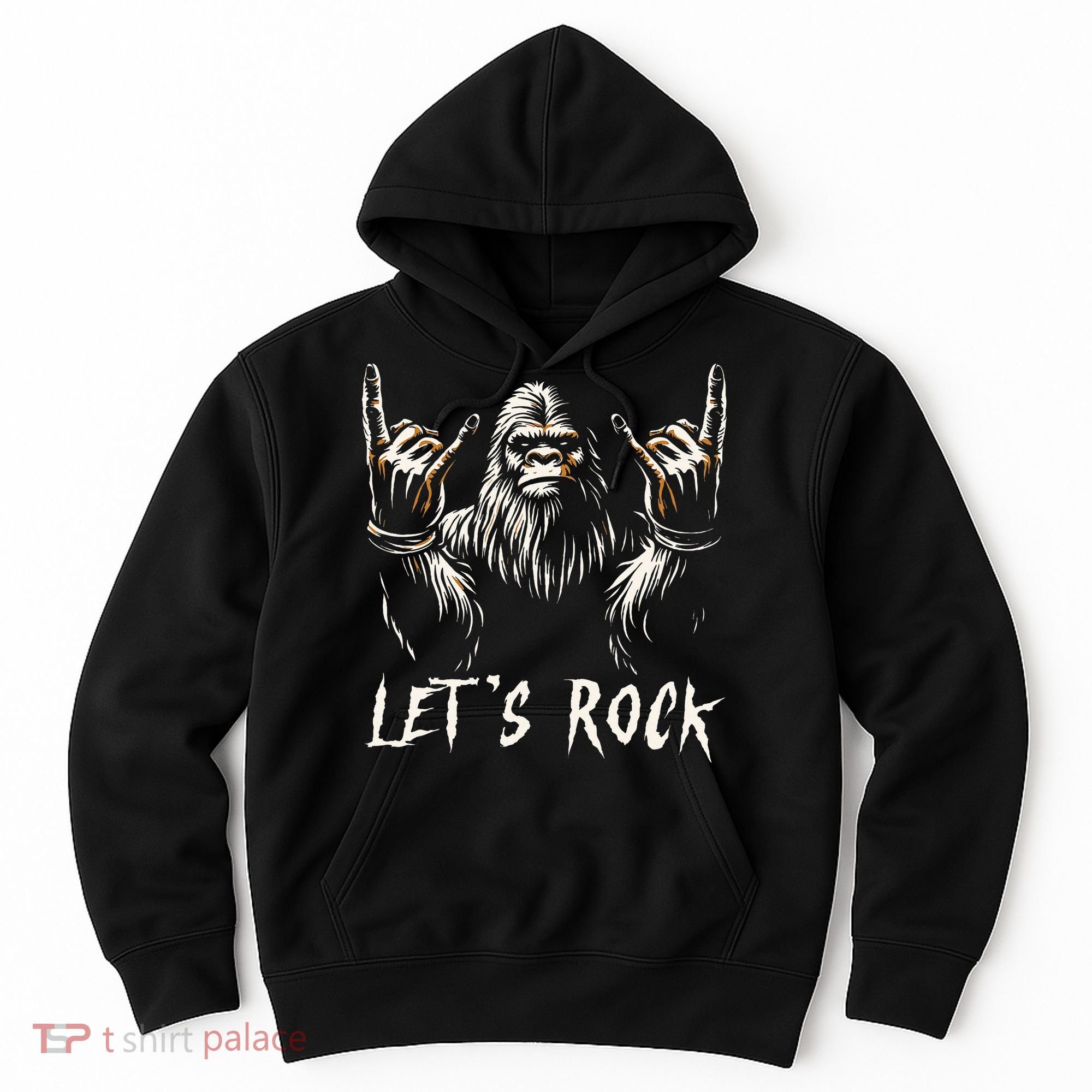 Bigfoot Rock On Funny Sasquatch Rock and Roll Let's Rock Hoodie