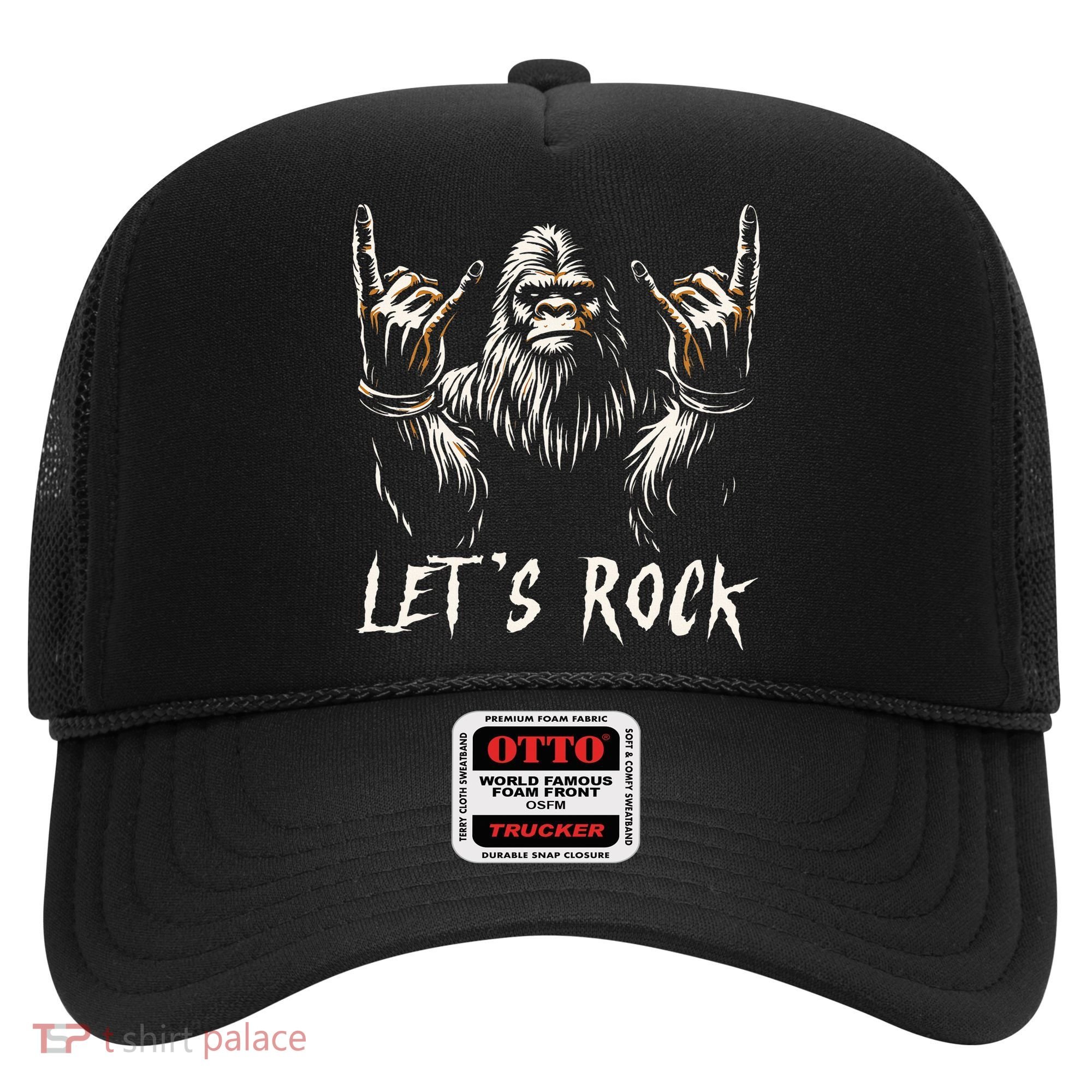 Bigfoot Rock On Funny Sasquatch Rock and Roll Let's Rock Hat