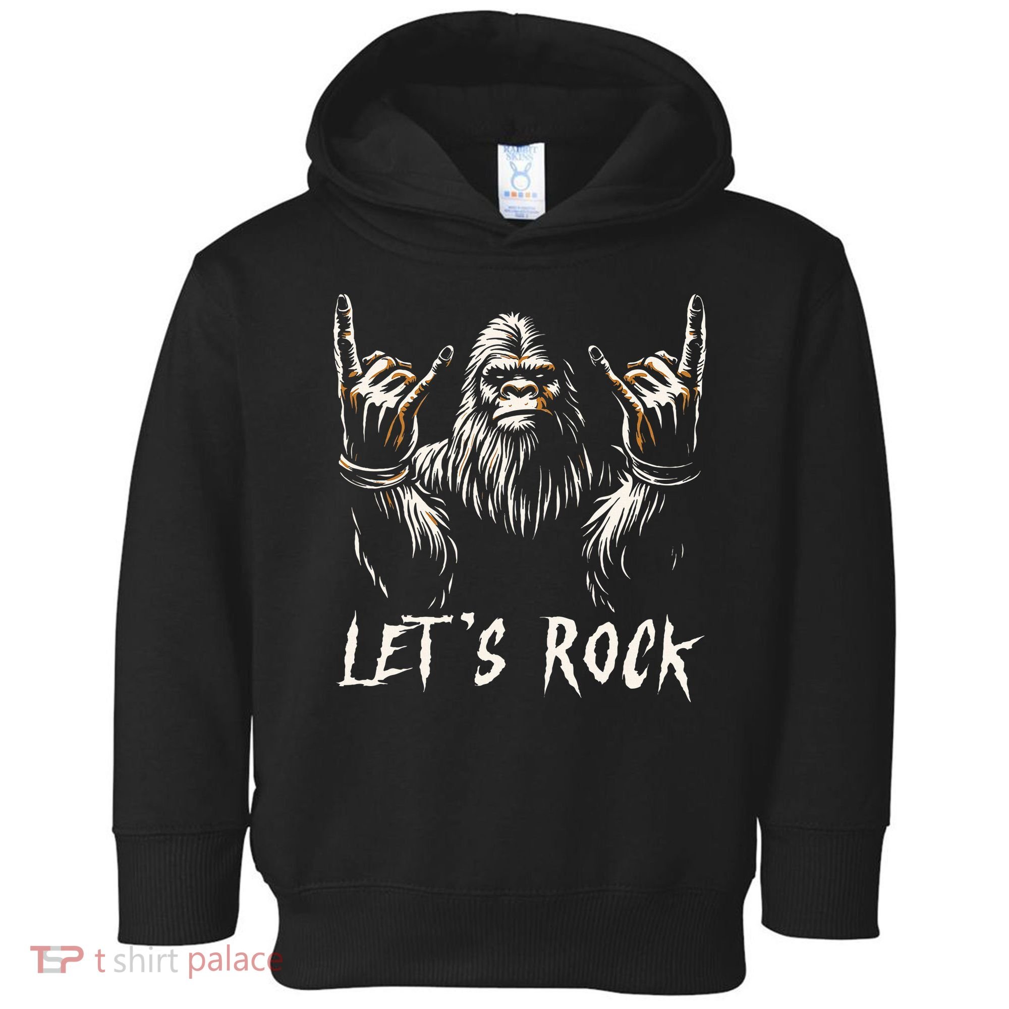 Bigfoot Rock On Funny Sasquatch Rock and Roll Let's Rock Toddler Hoodie