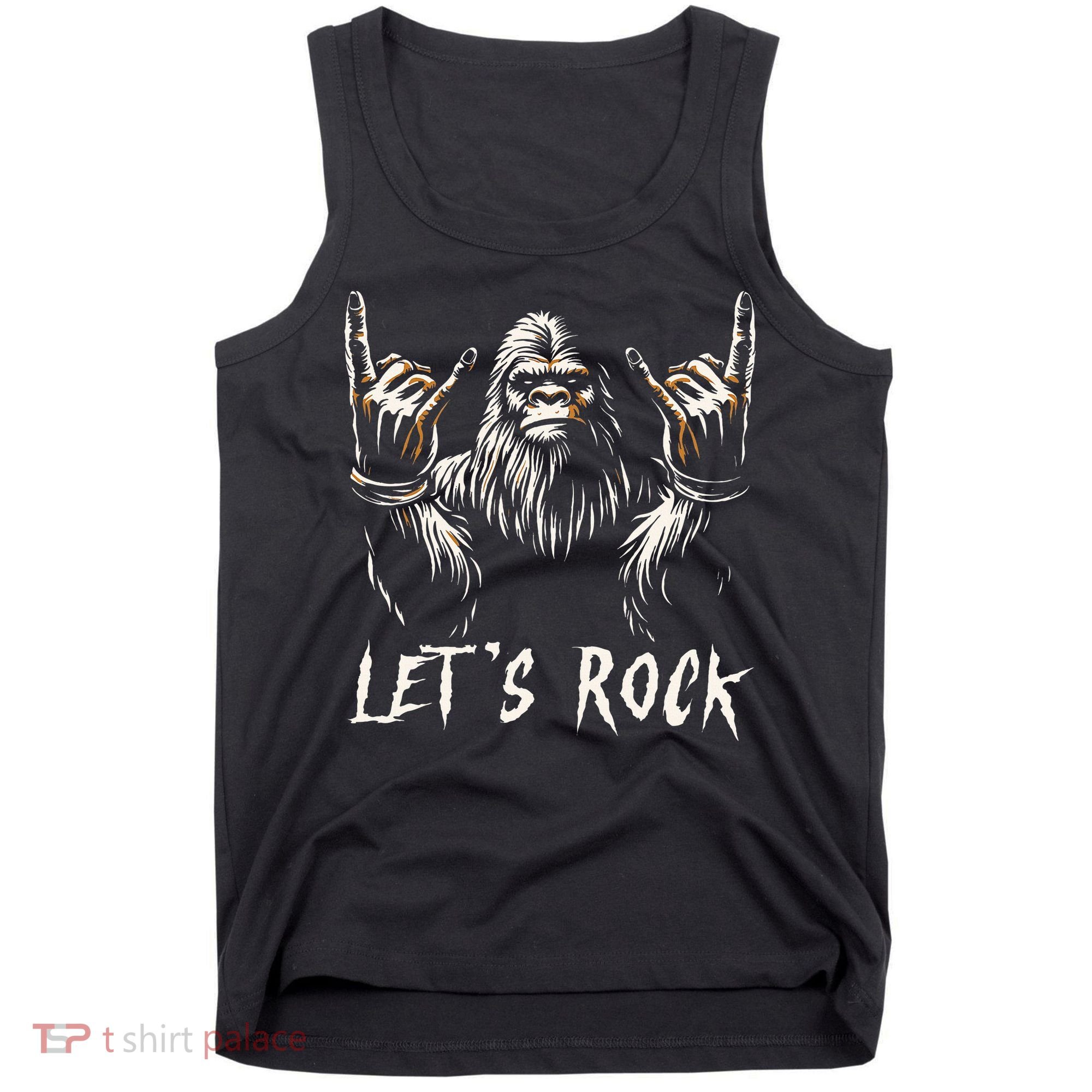 Bigfoot Rock On Funny Sasquatch Rock and Roll Let's Rock Tank Top