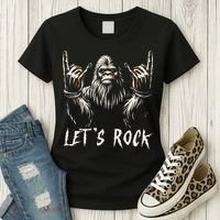 Bigfoot Rock On Funny Sasquatch Rock and Roll Let's Rock Women's T-Shirt thumb 3