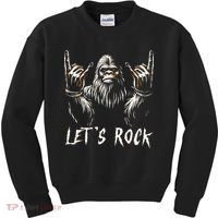 Bigfoot Rock On Funny Sasquatch Rock and Roll Let's Rock Kids Sweatshirt thumb 0